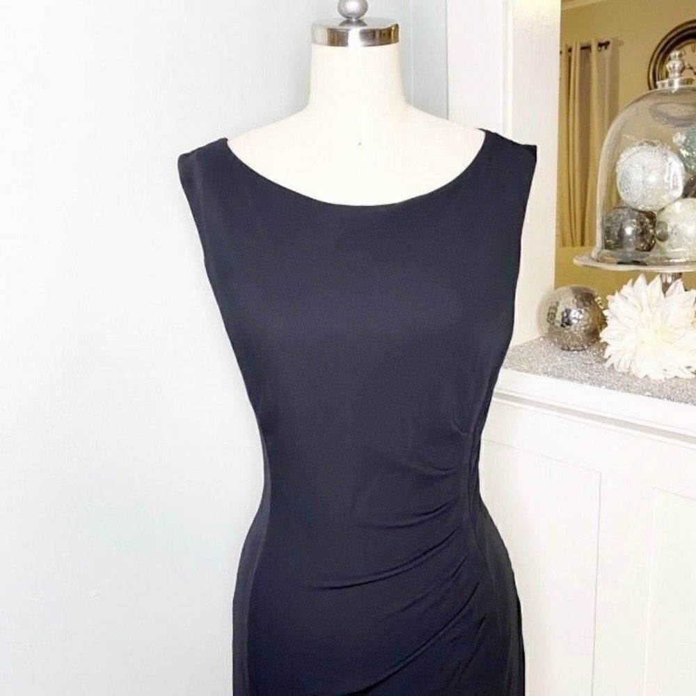 Classiques Entier Ruched Zipper Sheath Dress Black 4 Small - Picture 4 of 11